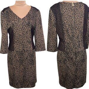 Antonio Melani Dress 14 Leopard Print Lined Dress Sparkle